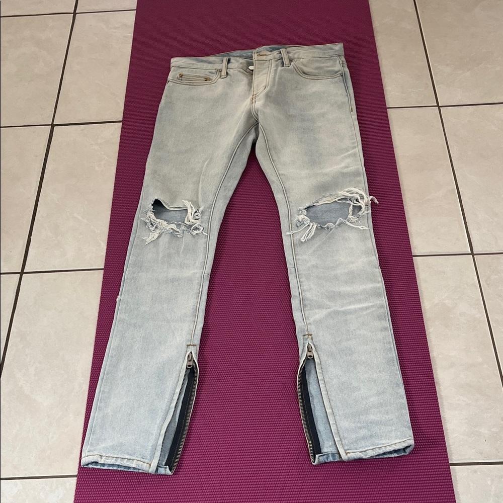 MNML Light Blue Distressed Skinny Jeans